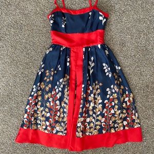 Anthropologie leaf print silk dress size 6